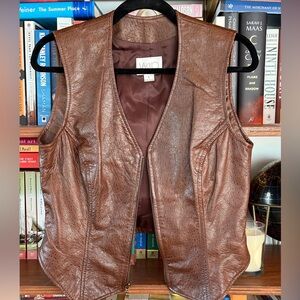Vakko Brown Leather Vest